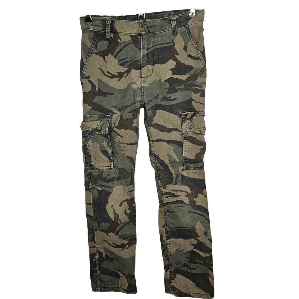 Wrangler Kids Camo Hunting Cargo Pant Green Brown Sz 12 Regular Adjustable Waist